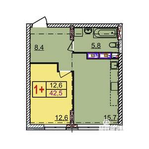 1-к квартира, вторичка, 43м2, 2/18 этаж