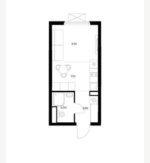 Студия квартира, вторичка, 23м2, 9/25 этаж