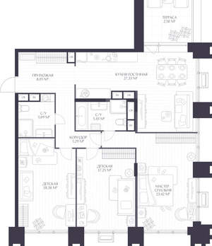 2-к квартира, вторичка, 113м2, 16/17 этаж