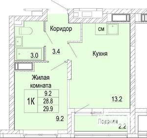 1-к квартира, вторичка, 30м2, 24/25 этаж