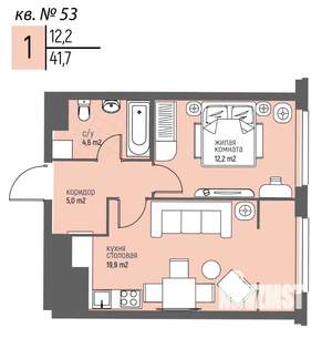 1-к квартира, вторичка, 42м2, 5/25 этаж