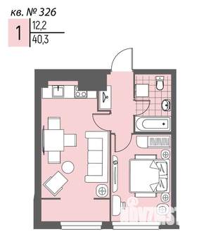 1-к квартира, вторичка, 40м2, 9/20 этаж