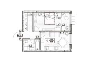 1-к квартира, вторичка, 44м2, 14/24 этаж