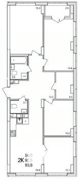 4-к квартира, вторичка, 94м2, 5/19 этаж