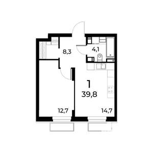 1-к квартира, вторичка, 40м2, 7/15 этаж