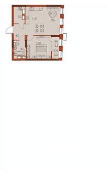 2-к квартира, строящийся дом, 48м2, 21/25 этаж