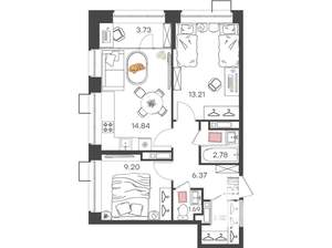 2-к квартира, вторичка, 55м2, 2/21 этаж