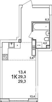 1-к квартира, вторичка, 29м2, 17/25 этаж