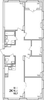 4-к квартира, вторичка, 94м2, 19/19 этаж