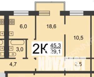 2-к квартира, вторичка, 46м2, 2/5 этаж