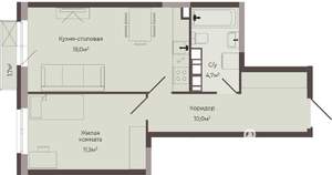 1-к квартира, строящийся дом, 45м2, 6/8 этаж