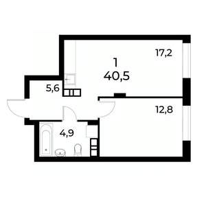 1-к квартира, вторичка, 40м2, 5/19 этаж