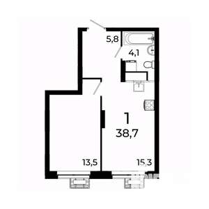 1-к квартира, вторичка, 39м2, 17/19 этаж