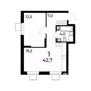 1-к квартира, вторичка, 43м2, 13/15 этаж