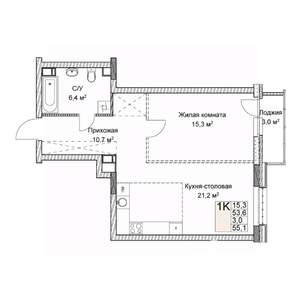 Студия квартира, вторичка, 55м2, 7/9 этаж