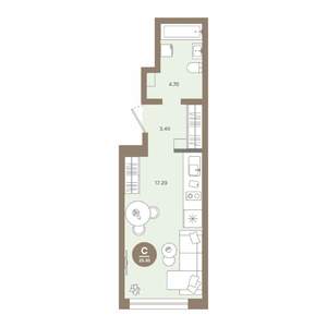 Студия квартира, вторичка, 25м2, 4/18 этаж