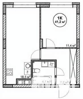 1-к квартира, строящийся дом, 41м2, 4/14 этаж