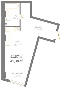 Студия квартира, вторичка, 41м2, 2/12 этаж