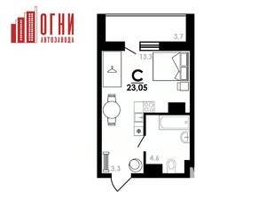 Студия квартира, вторичка, 23м2, 2/25 этаж