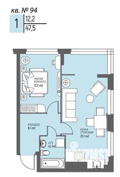 1-к квартира, вторичка, 48м2, 8/25 этаж
