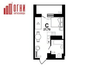 Студия квартира, вторичка, 22м2, 21/25 этаж