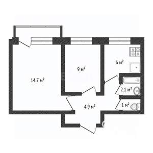 2-к квартира, вторичка, 39м2, 3/5 этаж