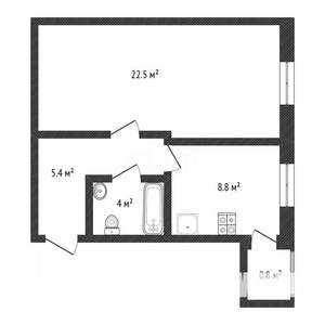 1-к квартира, вторичка, 42м2, 3/3 этаж