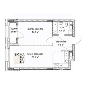 Студия квартира, вторичка, 49м2, 4/9 этаж