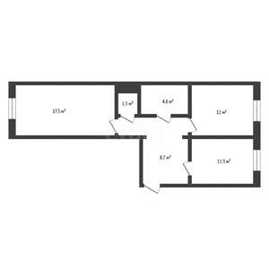2-к квартира, вторичка, 61м2, 1/17 этаж