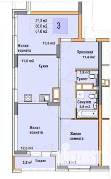 3-к квартира, вторичка, 68м2, 14/25 этаж