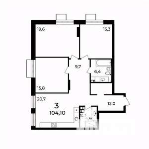 3-к квартира, вторичка, 104м2, 4/9 этаж