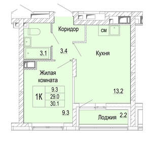 1-к квартира, вторичка, 30м2, 6/25 этаж