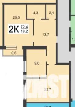 2-к квартира, вторичка, 72м2, 3/10 этаж