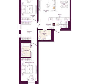 2-к квартира, вторичка, 81м2, 4/12 этаж