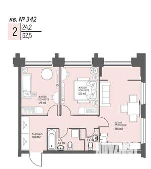2-к квартира, вторичка, 63м2, 11/20 этаж