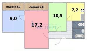3-к квартира, вторичка, 57м2, 2/9 этаж