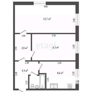 2-к квартира, вторичка, 31м2, 1/2 этаж