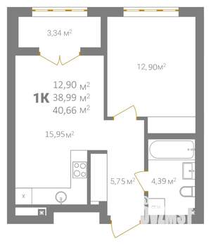 1-к квартира, вторичка, 41м2, 2/18 этаж