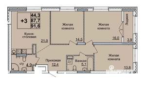 3-к квартира, вторичка, 91м2, 21/24 этаж