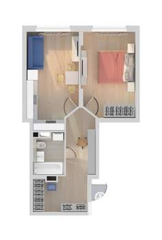 1-к квартира, сданный дом, 48м2, 4/22 этаж
