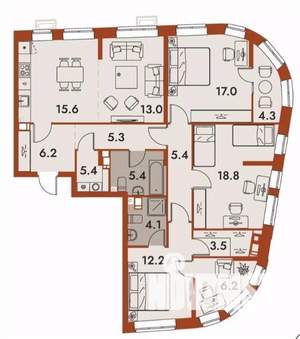 4-к квартира, строящийся дом, 120м2, 3/25 этаж