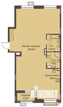 1-к квартира, вторичка, 98м2, 9/12 этаж