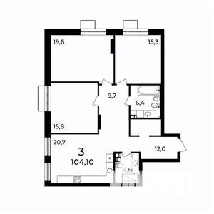 3-к квартира, вторичка, 104м2, 6/9 этаж