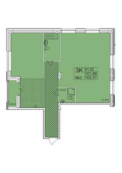 3-к квартира, вторичка, 103м2, 2/7 этаж