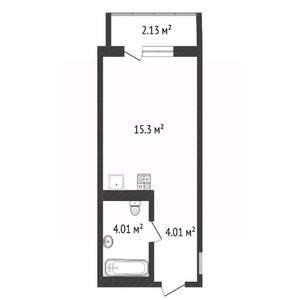 Студия квартира, вторичка, 27м2, 5/6 этаж