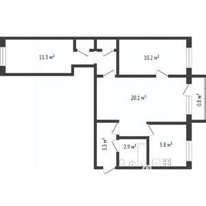3-к квартира, вторичка, 57м2, 4/5 этаж