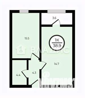 1-к квартира, сданный дом, 39м2, 10/11 этаж