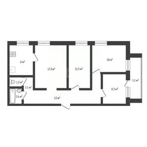 4-к квартира, вторичка, 74м2, 2/9 этаж
