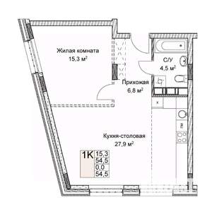 Студия квартира, вторичка, 55м2, 3/9 этаж