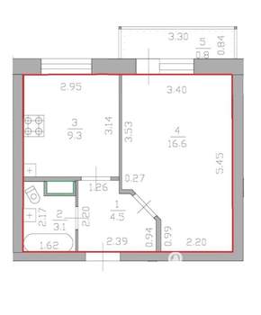 1-к квартира, вторичка, 34м2, 7/8 этаж